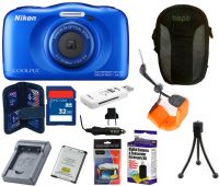 Nikon Coolpix S33 32GB Camera Kit, Blue
