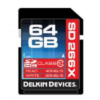Delkin Devices 64GB SDXC '266X (40R/20W) Pro Secure Digital Memory Cards, Rated 163X - 24MB/s Read, 17MB/s Write