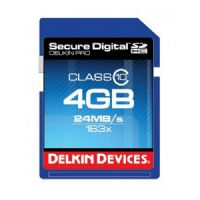Delkin Devices 4GB SDHC 163X Pro Secure Digital Memory Cards, Rated 163X - 24MB/s Read, 17MB/s Write