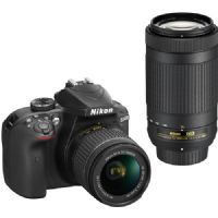 Nikon 1573 D3400 DSLR Camera with 18-55mm and 70-300mm Lenses (Black)