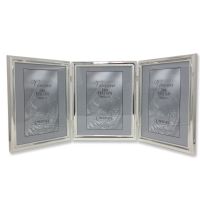 Lawrence Frames  510780T Silver Plated Double Bead 8x10 Hinged Triple Picture Frame