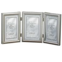 Lawrence Frames  5x7 Hinged Triple (Vertical) Metal Picture Frame Pewter Finish with Delicate Beading