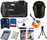 Nikon AW130 Waterproof Black 16GB Camera Kit